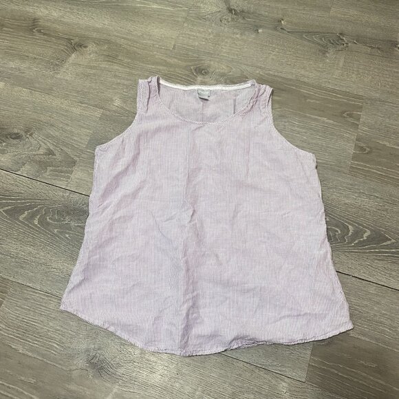 Chico's Tops - Chico's Women 2 Purple White 12/14 Linen Cotton Striped Tank Top